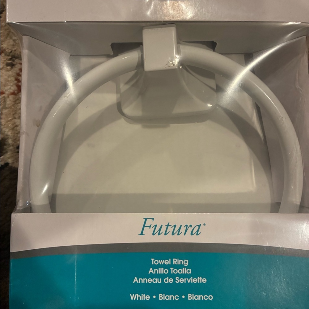 White Towel Ring for Bathroom Wall